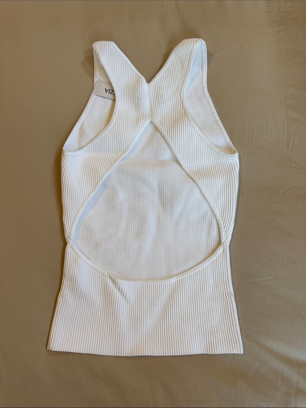 Aritzia Sculpt Knit White Ribbed High-Neck Tank - Picture 2 of 3